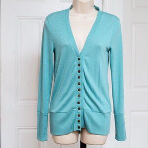 Aqua Snap Button Cardigan